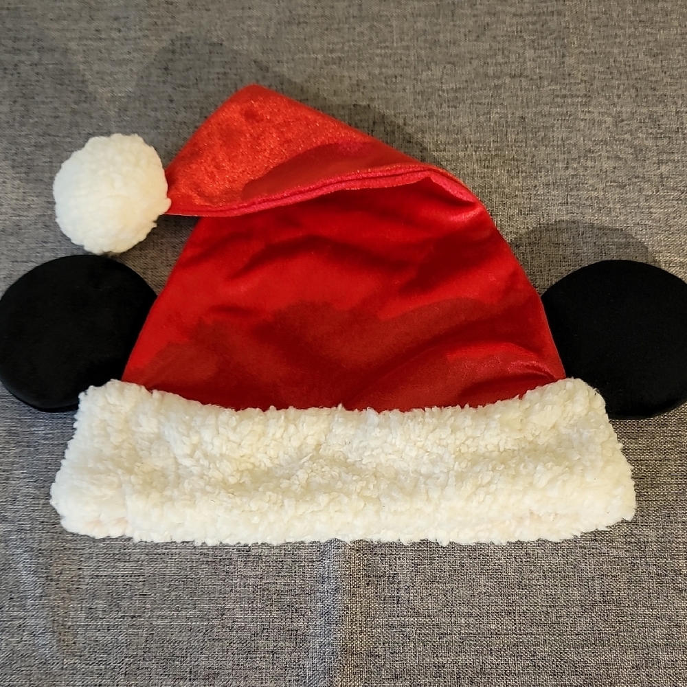Disney Parks Red Mickey Santa Hat with Black Ears
